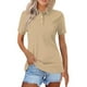 thumbnail image 1 of Fiudx Ofertas Flash Del Día Moda Mujer Casual Cómodo Sólido Manga Corta Cuello Vuelto Botón Blusa Camiseta Top, 1 of 4