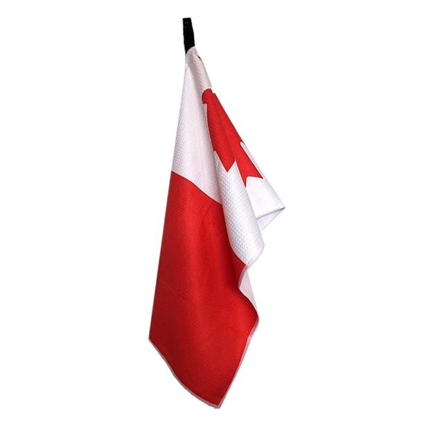 Toalla de golf de microfibra con patrón de tejido y clip para limpiar palos de golf que absorben el sudor. Bandera de Canadá