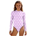 thumbnail image 1 of Swimsuit for Girls, Long Sleeve One Piece Rashguard, Solid Color Beach Vacation Swimsuit for Kids 2-13 Years, 1 of 7