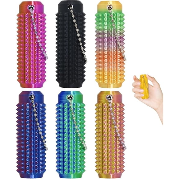 Pain Fidget, Pain Stim Fidget for Stress Relief & Focus, Mini Fidget Toys, 3D Printed with Hard Spiky Fidget Massage Keychain (6PCS)