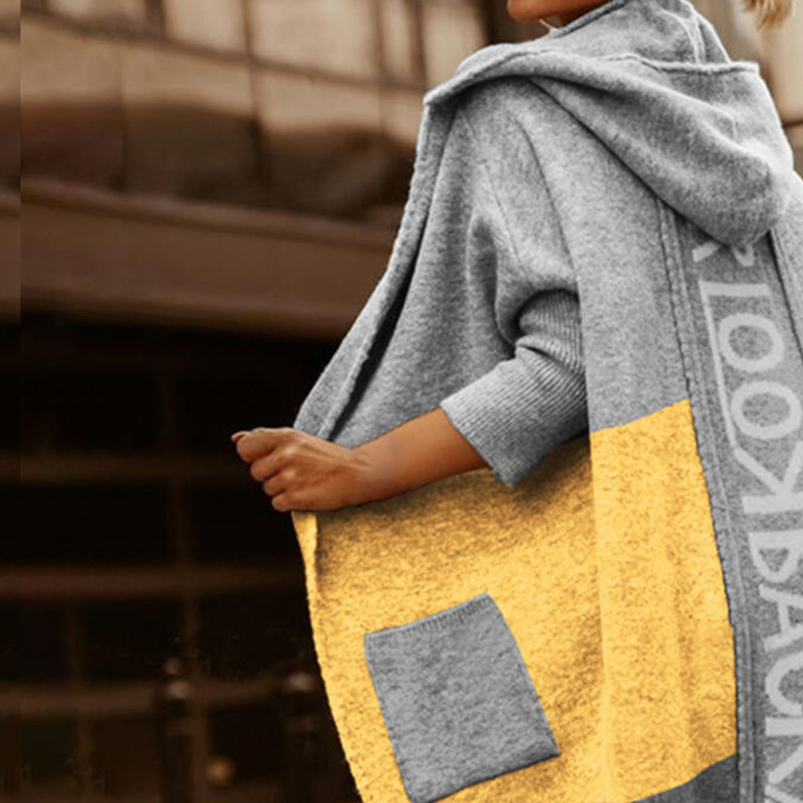 Hooded Pockets Sweater Coat Outerwear 