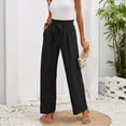thumbnail image 6 of RYRJJ Women's Fashion Wide Leg Lounge Pants with Pockets Lightweight High Waisted Adjustable Tie Knot Loose Business Work Trousers(Black,L), 6 of 9