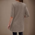 thumbnail image 6 of Olyvenn Women Rib Knit Tunic Tops Short Sleeve Crewneck Long Shirts 2025 Trendy Solid Color Basic Casual Blouses Tunics Khaki XL, 6 of 7