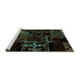 thumbnail image 2 of Ahgly Company Machine Washable Indoor Square Patchwork Turquoise Blue Transitional Area Rugs, 5' Square, 2 of 4
