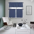 thumbnail image 4 of Navy Blue Striped Kitchen Curtains Sets for Windows 24 Inch Length, Navy Blue White Farmhouse Stripes Rod Pocket Window Treatments Tier Curtains and Valances Set for Bedroom/Bathroom, 4 of 8