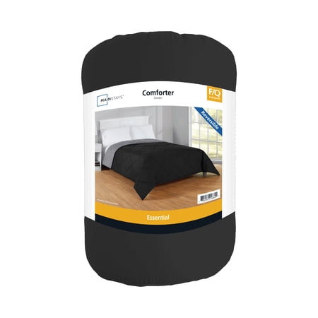 MAINSTAYS REVERSIBLE MICROFIBER COMFORTER, BLACK, FULL/QUEEN