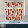 thumbnail image 3 of Kitchen Curtains 36 Inch Short - 3 Panel Set Strawberry Print, Rod Pocket Window Curtains 100% Polyester, Cute Fruit Valance for Farmhouse, Cafe, Living Room, Bedroom, Easy Wash, 3 of 6