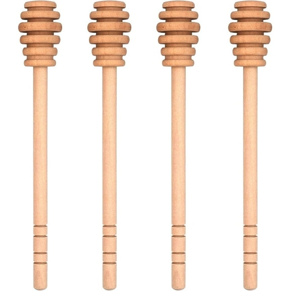 4PCS  Honey Mixing Stirrer, Straight Handle Wooden Honey Dipper, Smooth Honey Comb Stick, Honey Spoon Collecting Dispensing Drizzling Jam