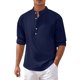 thumbnail image 1 of Camisa slim fit con cuello alto para hombre: tejido de lino, diseño con bolsillo en el pecho, ropa informal para el día a día, tallas S-XXXL, contorno de pecho 106-130 cm, manga larga, 1 of 8
