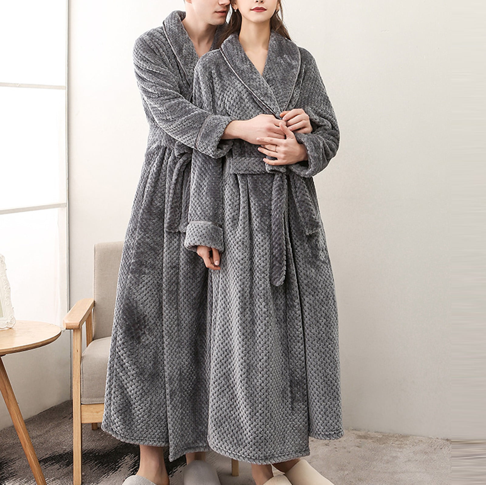 Winter Bathrobe For Couple For Women And Men Soft Flannel, Double Collar,  Thicken Warm, Plus Size, Floor Length Dressing Gown From Purpleboom, $74.94  | DHgate.Com
