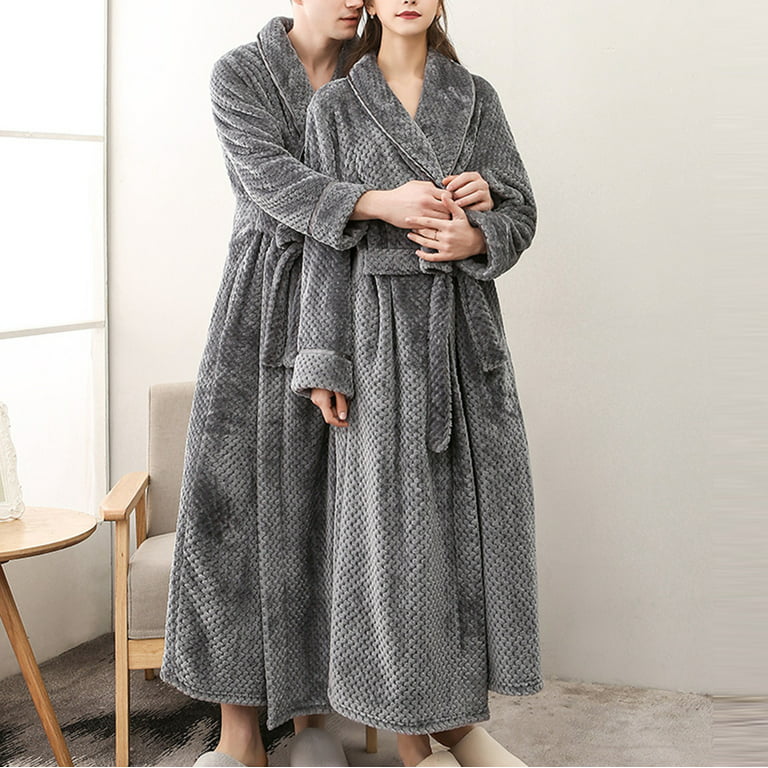 Fluffy Dressing Gown for Women and Men,Ladies Fleece Robes Belted Full  Length Bathrobes with Pockets Super Soft Plush Fleece Pyjamas Couples  Fluffy