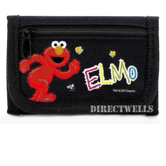 Elmo Sesame Street Black Trifold Wallet