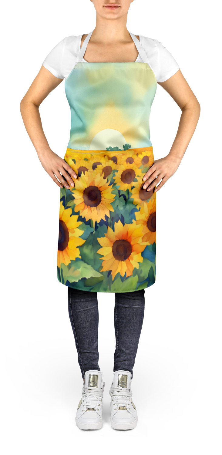Kansas Sunflowers in Watercolor Apron 27 in x 30 in