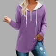 thumbnail image 3 of Scyoekwg Womens Zip Up Hoodies Solid Color Long Sleeve Drawstring Hooded Tunic Sweatshirts Casual Comfy Pullover Tops (Purple,M), 3 of 6