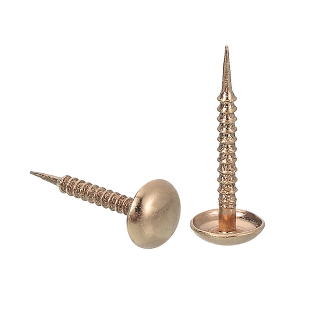 Uxcell Paquete de 50 Clavos de Tapicería, Clavos de Tapicería de 8x20mm, Clavos Decorativos de Cabeza Redonda para Muebles, Dorado