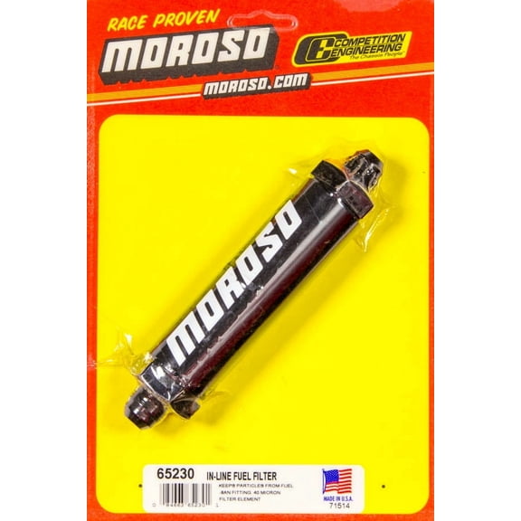 Moroso 40 Micron Inline Fuel Filter 8 AN Male Inlet/Outlet P/N 65230