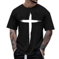 thumbnail image 2 of Men's Quick-Dry Cross Graphic T-Shirt with Short Sleeve, 4-Way Stretch Athletic Workout Tee, Polyester-Spandex Fabric Black, 2 of 5