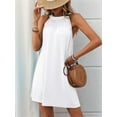 thumbnail image 6 of Summer New Solid Color Round Neck Halter Neck Loose Sleeveless Dress White XL, 6 of 7