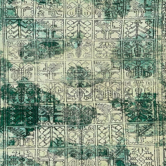 Ahgly Company Indoor Square Abstract Green Abstract Area Rugs, 8' Square