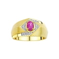 thumbnail image 1 of RYLOS Mens Rings 14K Yellow Gold Ring 6X4MM Oval Shape Gemstone & Diamond Ring Star Ruby July Birthstone Rings For Man Gold Rings Size 12, 1 of 7
