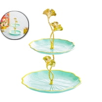 2 Tier Serving Tray, 2 Tier Cupcake Serving Stand for Tea Party, Multi Layer Candy Plates for Fruit Desserts, 11.42x8.07 Inch