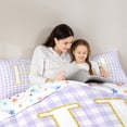 thumbnail image 4 of Castle Fairy Lattice Gold Letter H Twin Comforter Sets 3-Piece for Girls,Minimalism Checkered Bedding Set, 4 of 6