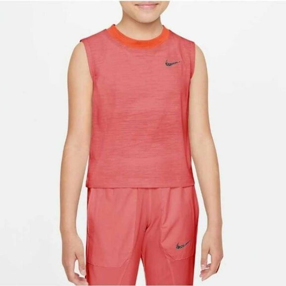 Nike Girl's Dri-Fit Yoga Tank Top - (Pink/Orange, Large)