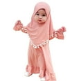 thumbnail image 2 of KAUOD Toddler Baby Girls Prayer Dress Cute Muslim Clothes for Toddler Kids Long Sleeve Abaya with Hijab 2 Piece Set, 2 of 9