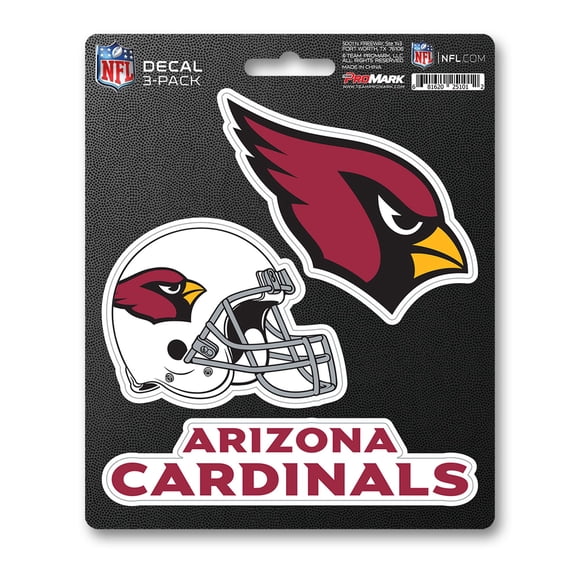 Paquete De 3 Calcomanías Troqueladas Del Equipo Arizona Cardinals