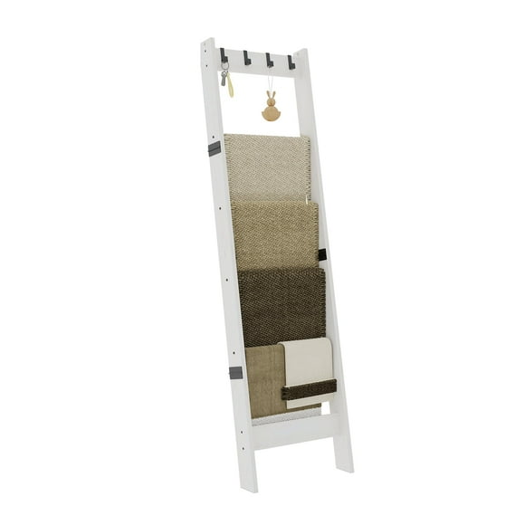 Escalera para mantas TRIFEBLE de 6 niveles, blanca, con ganchos, 189 cm
