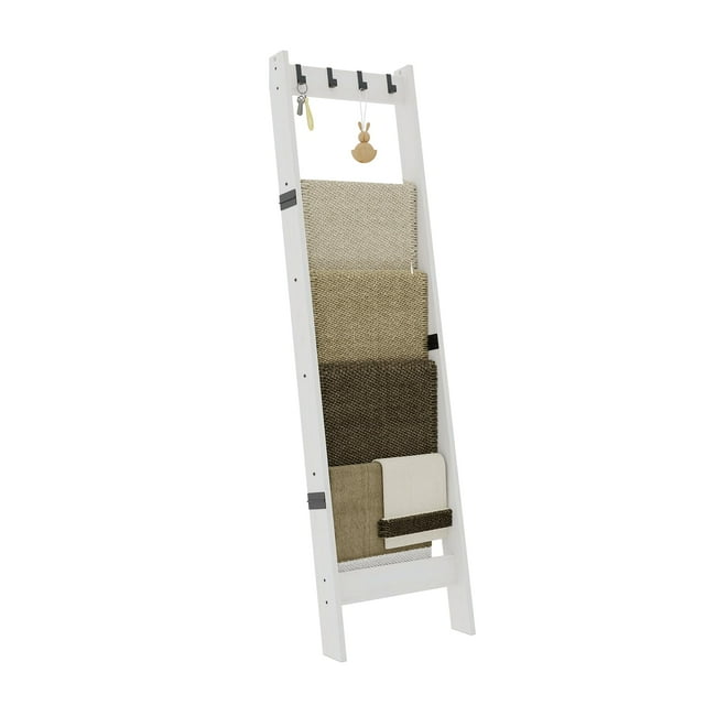 Escalera para mantas TRIFEBLE de 6 niveles, blanca, con ganchos, 189 cm