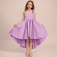 thumbnail image 2 of CPNG Girls' Satin Asymmetrical High-Low Dress – Sleeveless Sweetheart Neckline with 3D Rose Accents, Flowy Party Gown for Flower Girl, Wedding Guest & Birthday Celebrations, 2 of 7