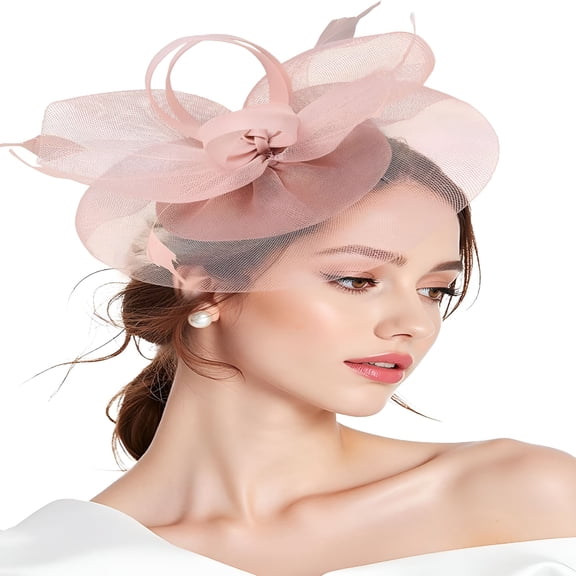 TELOLY Fascinators Hats for Women Tea Party Flower Hat Mesh Feathers Headband Hair Clip for Wedding Cocktail
