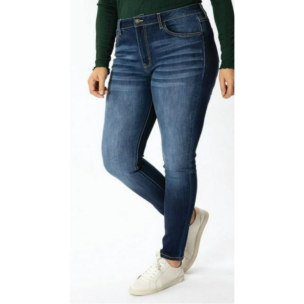 Kancan Women's Dark Plus Size Midrise Denim Skinny Jeans