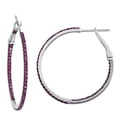 thumbnail image 2 of 0.82ct Natural Ruby 18kt Solid White Gold Hoop Earrings Jewelry Gift For Women, 2 of 3