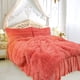 thumbnail image 3 of Fluffy Duvet Cover Sets, Faux Fur Bedding Set, Plush Shaggy Quilt Cover, 4 Pieces 1 Duvet Cover (No Duvet&Pillow Insert) + 1 Bed Skirt + 2 Pillowcases King Vermillion Orange Unique Bargains Juego de Edredón Funda, 3 of 6