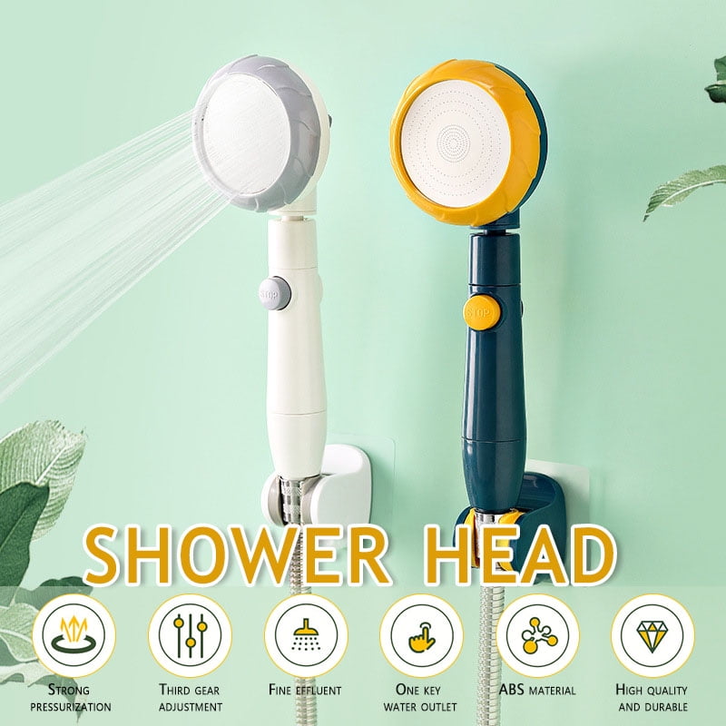 Handheld High Pressure Shower Head with Stop Button Adjustable Bathroom