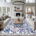 thumbnail image 3 of 5x8 Area Rugs for Living Room, Boho Blue Flower Non Slip Area Rugs for Kitchen Bedroom Entryway, Spring Watercolor Country Floral Plant Washable Carpet Runner Rug Floor Mats for Bedroom Home Decor, 3 of 8