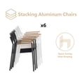 thumbnail image 5 of 6 Pieces Outdoor Dining Chairs Patio Chairs Set of 6 with Armrests Aluminum Stackable Chair,White, 5 of 6