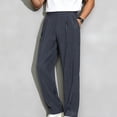 thumbnail image 5 of GSPCLAM Mens Casual Dress Pants Office Essential Lightweight Pants with Side Pockets Soft Fabric Straight Leg Pants for Commute Dark Gray M, 5 of 5