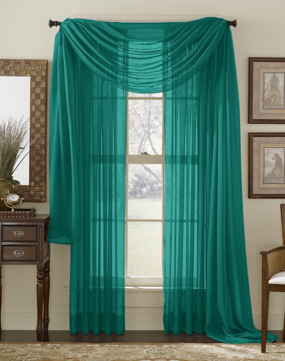 dark teal window scarf