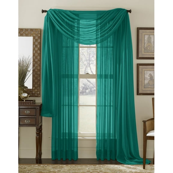 Qutain Linen Solid Viole Sheer Curtain Window Panel Drapes Set of Two (2) 55" x 84 inch - Teal