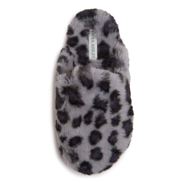 Pantuflas Laura Ashley de Felpa con Espuma de Memoria y Estampado Animal Gris