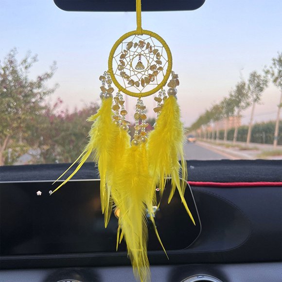 Kadlawus Capteur de Rêves Carillon Éolien pour Voiture Maison, Pendentif Plume en Cristal Décoration Suspendue, Ornement Capteur de Rêves en Plastique pour Mur de Rétroviseur