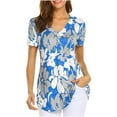 thumbnail image 1 of Midsumdr Womens Tops Fashion Floral Printed Casual V-Neck T-Shirt Short Sleeve Loose Blouse Tees, 1 of 6