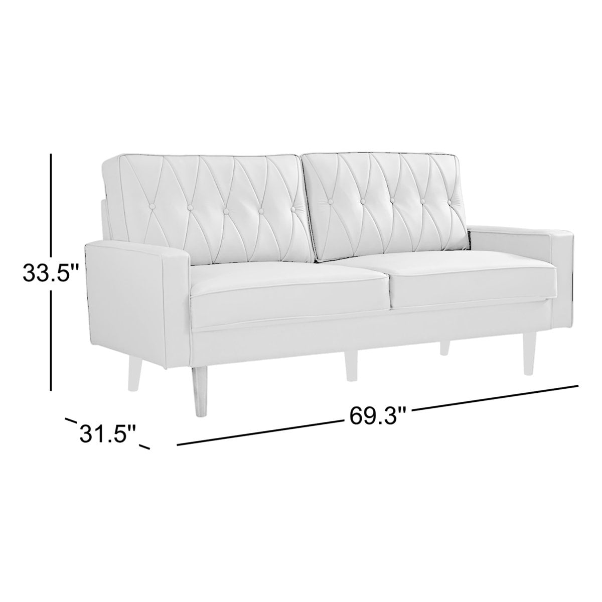 US Pride Furniture Modern Style Faux Leather Sofa with Elegant Round Tapered Legs