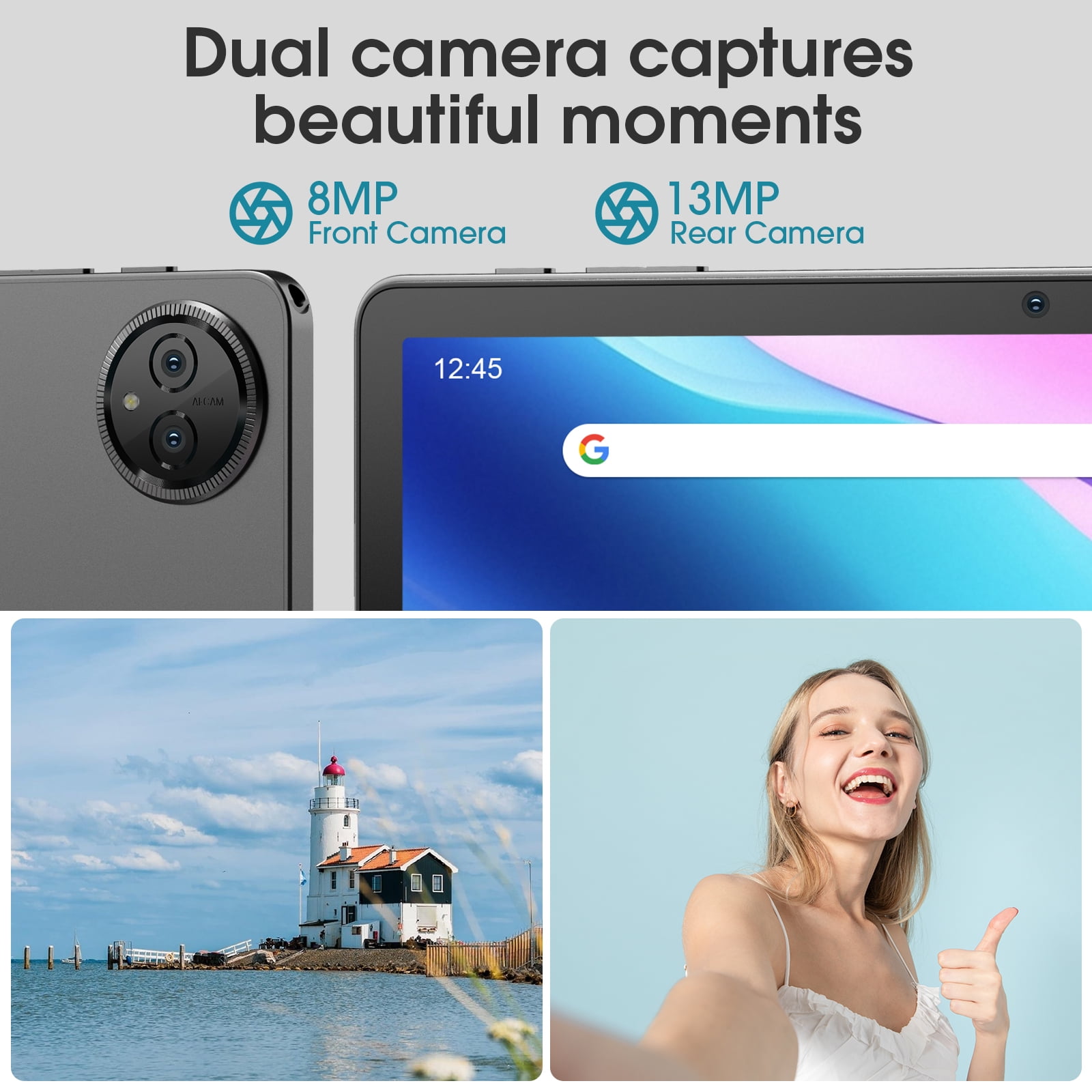 11" Android Tablet, MTK Helio G80 Octa-Core 12GB Ram 128GB Rom Tablet Computer, 7500mAh Battery, Dual Camera, Widevine L1, Gray Student Android Tablet