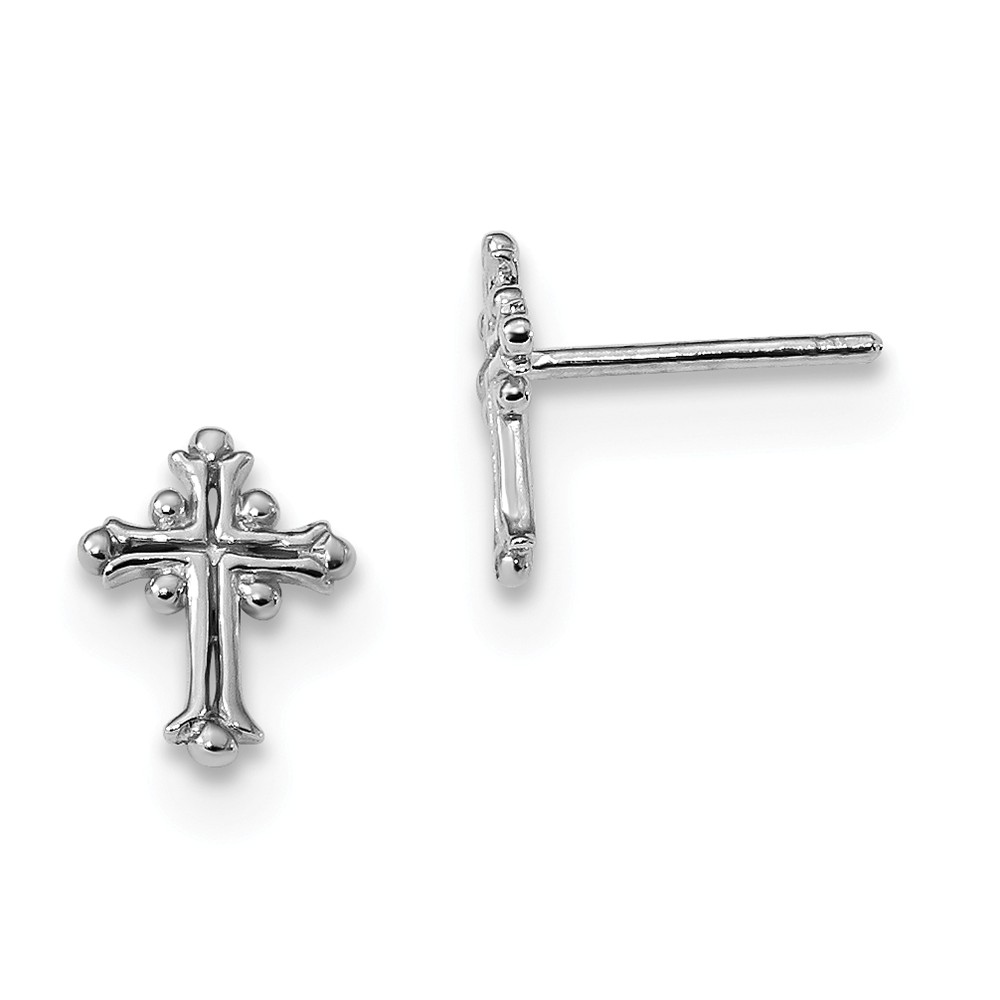 FB Jewels Solid 925 Sterling Silver Rhodium-Plated Polished Fancy Hoops FB Jewels Solid 925 Sterling Silver Rhodium-Plated Polished Fancy Hoops