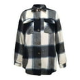 thumbnail image 4 of Frostluinai Women's Shacket Button Down Shirts Flannel Long Sleeve Collar Fall Cardigan Plaid Pritn Color Block Jacket Loose Fit Coats, 4 of 6
