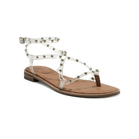 

INC Womens Clear Studded Cushioned Darian Round Toe Buckle Gladiator Sandals Shoes 7.5 M